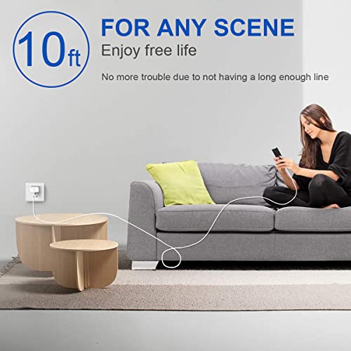 Coreykin Extra Long 10FT iPhone 14 13 12 Charger Fast Charging 2-Pack - color: white