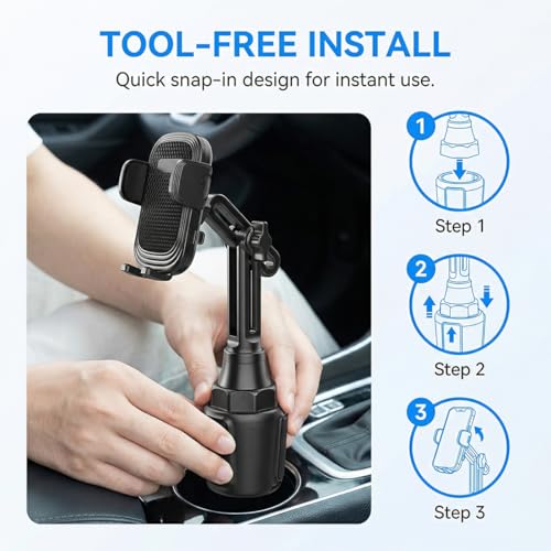Car Cup Phone Holder 360° Rotation Mount with Expandable Base