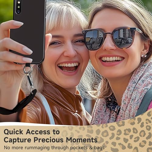 FUVLIFE Cell Phone Lanyard Crossbody, Clip and Go Phone Strap with Wallet - color: Leopard