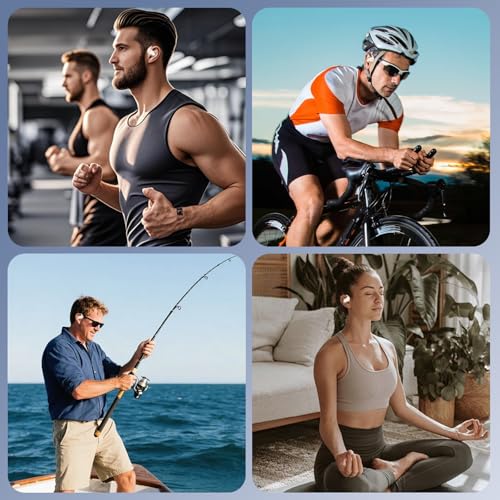 Open Ear Clip Wireless Earbuds Headphones, Bluetooth 5.4, Open Ear Design, Built-in Mic, IPX7 Waterproof, LED Display Charging Case,Ear Hooks Ear Buds Ultra for Fitness/Travel/Gym/Running/workout - color: off-white