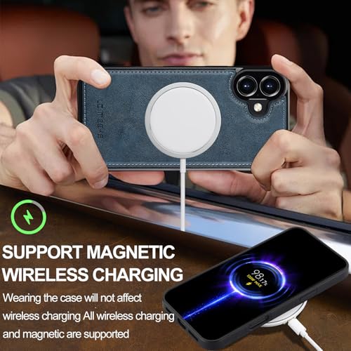 L3 2 in 1 Detachable Leather Wallet and Phone Cases Compatible with iPhone 17 Case with Card Holder RFID Blocking, Compatible with Magsafe Charging 6.3 Kickstand (Blue, IP 17) - color: Blue, size: 6.3 inches