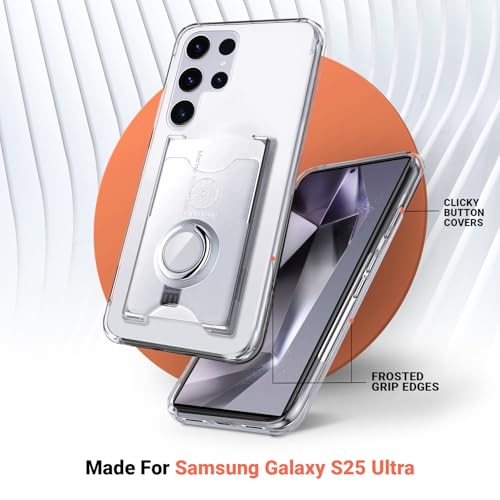 Shields Up for Samsung Galaxy S25 Ultra Case with Card Holder Stand, Clear - color: Clear, size: Galaxy S25 Ultra