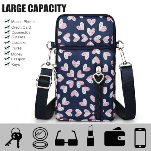 Small Crossbody Bag for Women - Mini Phone Purses with Crossbody Strap and Wallet - Nylon Arm Bag - color: C-burst With Joy