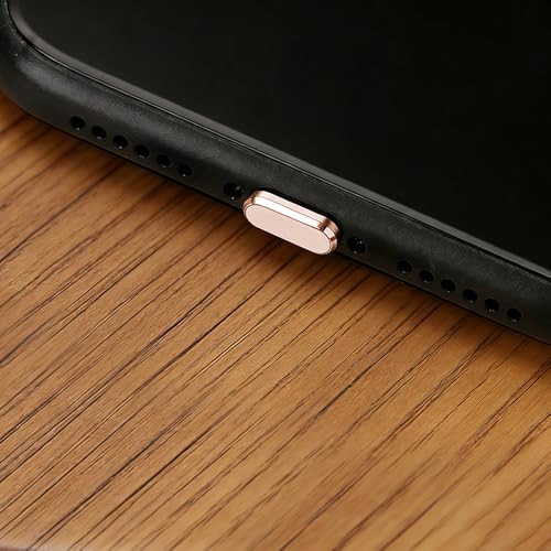 14Pcs/Set Gold Anti Dust Plugs Metal Cover for iPhone 14 13 12 11 X XS XR 8 7 SE Plus Pro Max, 2Pcs Lightning Charging Port Dust Caps Protector with 12Pcs Clean Brush