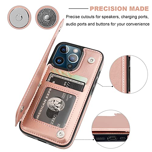ONETOP for iPhone 13 Pro Wallet Case with Card Holder,Rosegold - color: Rose Gold