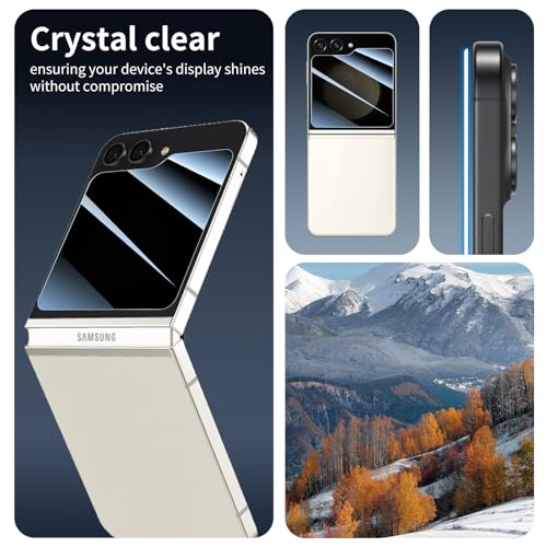 Privacy Screen & Camera Lens Protector for Samsung Galaxy Z Flip5, Double Shatterproof Anti-Spy Tempered Glass, Private Black Protection, 9H Hardness Anti-Scratch Case-Friendly, 3 Pack Each - color: Flip5 Black