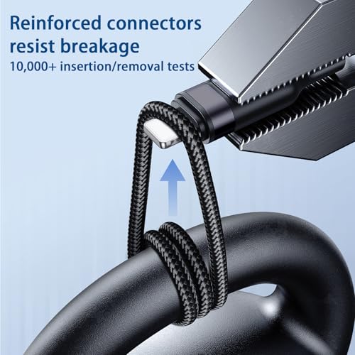 100W Multi Charge Cable for Galaxy Watch/2 USB C/Lightning, 10FT - color: Black 02