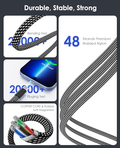 Magnetic USB C Cable,Flat Coiled USB C to USB C Cable 60W(3A) - size: 3.3FT