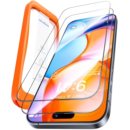 UltraGlass Top 9H+ Glass for iPhone 16 Pro Screen Protector Glass, 2 Pack - size: iPhone 16 Pro