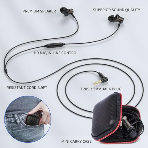 ASKUBSKU Wired Earbuds 3.5mm Headphones for Chromebook Laptop PC, Brown - color: Brown
