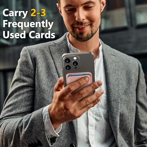 Homsctect Upgraded for MagSafe Wallet, Magnetic Phone Wallet 3 Cards Holder, Powerful 23 Magnets&Credit Card RFID Blocking, Slim&Leather, Magnetic Wallet for iPhone 16/15/14/13/12 Series-Rose Gold - color: Rose Gold