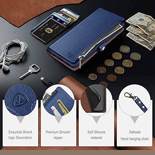 XcaseBar Compatible with Samsung Galaxy S26 Ultra Wallet case with Zipper Credit Card Holder【RFID Blocking】,Flip Folio Book PU Phone case Shockproof Cover Women Men for Samsung S26 Ultra case Blue - color: Blue, size: Samsung Galaxy S26 Ultra