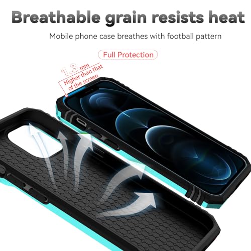 for iPhone 12 Mini Case with Camera Lens Cover HD Screen Protector, Dual Layer Military Grade Drop Protection Magnetic Ring Holder Kickstand Protective Phone Case for iPhone 12 Mini 5.4 inch (Mint) - color: Mint with camera cover Military-Grade 2nd gen