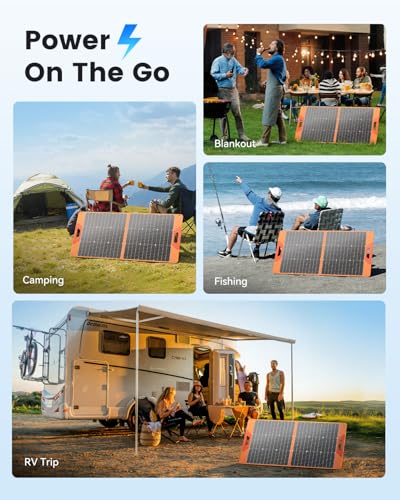 SOLUPUP 100W Portable Solar Panel for Power Station, 23.5% High Efficiency Foldable Solar Charger with DC/XT60/Anderson Cable, QC3.0 USB Outputs, IP65 Waterproof for Outdoor Camping RV Off-Grid - size: 100W