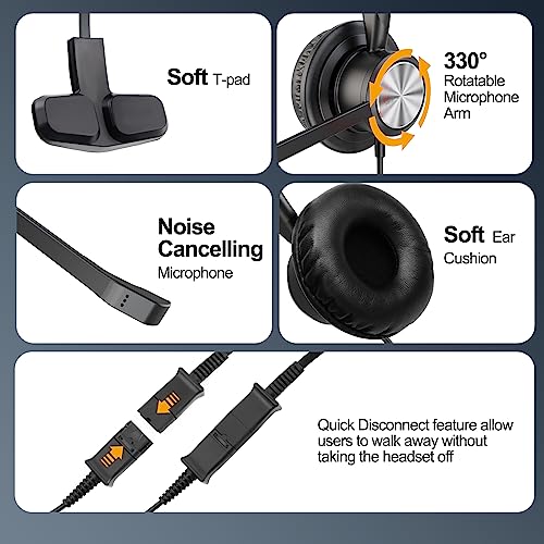 MKJ Cisco Phone Headset Corded RJ9 Telephone Headset Noise Canceling Mic