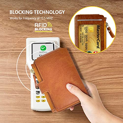 M-Plateau Phone Wallet with ID Window and Adhesive Sticker | Card Holder for Phone case Stick on Attachable Credit Card Holder for Phone (Compatible with Most Smartphones) - color: Brown