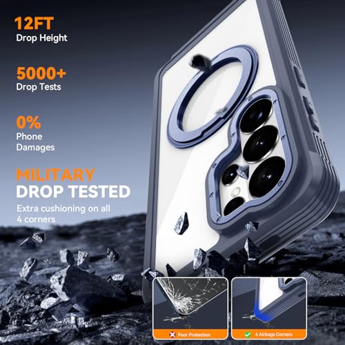 Magnetic for Samsung Galaxy S26 Ultra Case, Compatible with MagSafe, Full Body Rugged Case with Built-in Screen Protector & Kickstand & Belt-Clip (Blue) - color: Blue