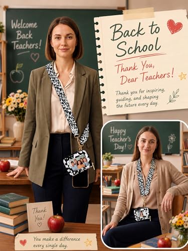 Woanger Teacher Phone Crossbody Lanyard with Wallet Pouch, Adjustable Clip Cell Phone Lanyard Back to School Teacher Gift - style: Composition Book