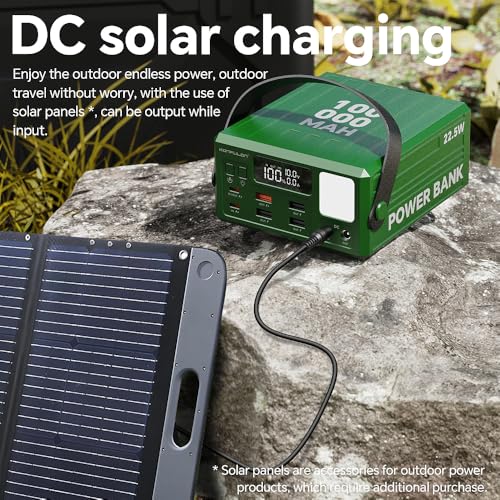 High Capacity Power Bank 100000mAh Fast Charging 22.5W PD 20W Portable USB C Battery Packs with 7 Outputs & LCD Display Battery Bank for iPhone, Samsung, iPad ,Macbook & Outdoors Camping (GREEN) - color: GREEN