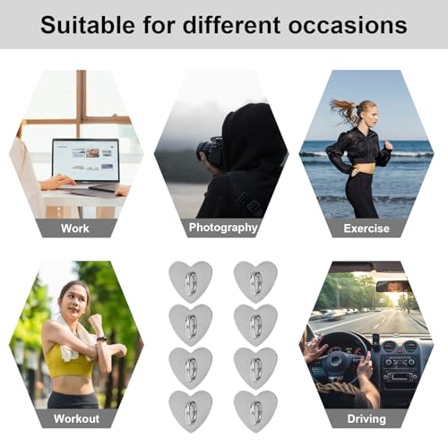 8pcs Heart Phone Charm Holder, 1inch Cell Phone Charm Hook - color: silver, size: 2.5cm