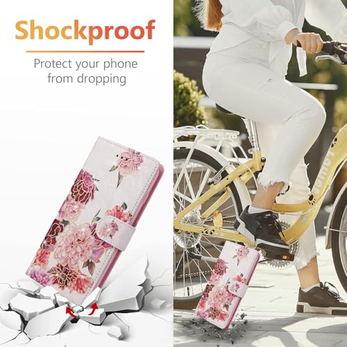 UEEBAI Wallet Case for Samsung Galaxy S23 Ultra 5G, PU Leather Phone Case Kickstand RFID Blocking Flip Case with Card Slots Wrist Strap Relief Engraved Magnetic Closure Folio Case - White Flower - color: White Flower, size: Samsung Galaxy S23 Ultra 5G