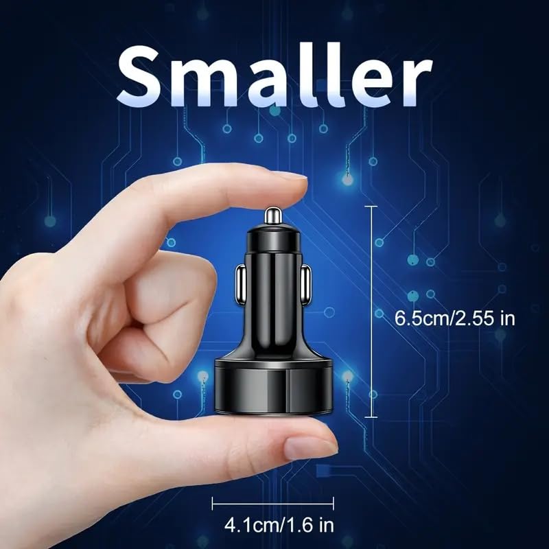 Upgraded 6-in-1 Magnetic Car Wireless Charger Mount, QC3.1+USB-C PD Fast Charge, Dual USB Ports Car Adapter with LED Display, Portable Birthday Gift for 11 Occasions (No Battery)