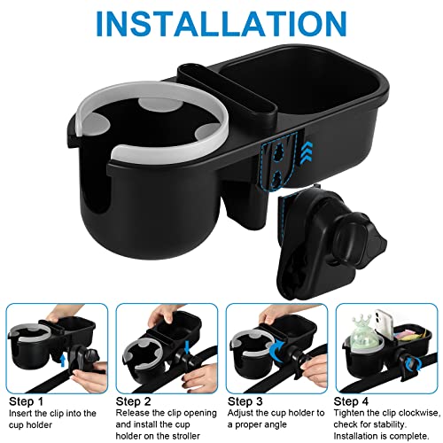 Accmor Stroller Cup Holder, Drinks Holder Bike Walker Wheelchair - color: Tray Phone Holder-Grey