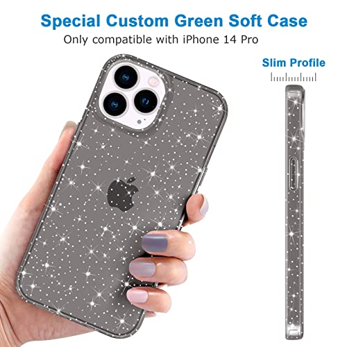 JJGoo Compatible with iPhone 14 Pro Case, Bling Sparkle Soft TPU Anti-Scratch Shockproof Protective Phone Bumper, Women Girls Cute Slim Sparkly Phone Case for iPhone 14 Pro, Glitter Black - color: Black Glitter