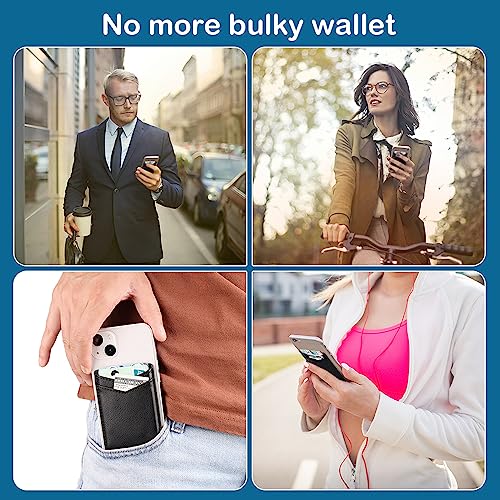 2Pack Phone Wallet,Leather Phone Card Holder Adhesive Stick On Credit Card Pocket for Back of Phone Case iPhone and Android-Black - color: Black V,Black V