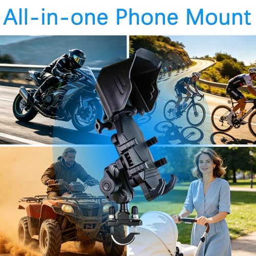 Motorcycle Phone Mount with Rain Cover & Vibration Dampening