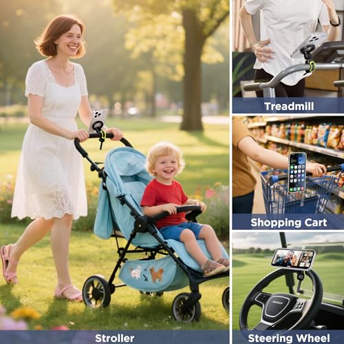 OUTXE Magnetic Phone Holder for Stroller, Adjustable Phone Mount with Magsafe for Shopping Cart, Gym Bike Handlebar, Universal Magsafe Stroller Stand Compatible with iPhone/Android