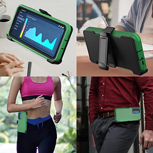Compatible with Motorola Edge 2021 Case,Heavy Duty Rugged Shockproof Full Body Protection Kickstand Case with Belt Clip Holster for Motorola Edge 2021 6.8 inch Phone (Green+Black) - color: Green+Black