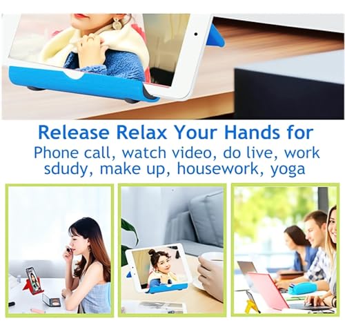 4 Pack Adjustable Desktop Cell Phone Stand for Phones & Tablets - color: Purple+Pink+Blue+Green