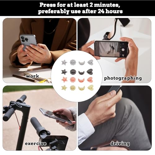 16PCS Metal Phone Ring Holder Heart Finger Ring Stand Adhesive Sunflower Star Shaped Various Styles Smartphone Grip Moon Charm Hook Smartphones Grip Loop Accessories for Mobile Case Pad Tablet