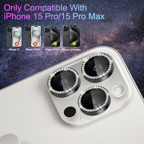 Camera Lens Protector for iPhone 15 Pro/15 Pro Max, Diamond Black - color: Diamond Black