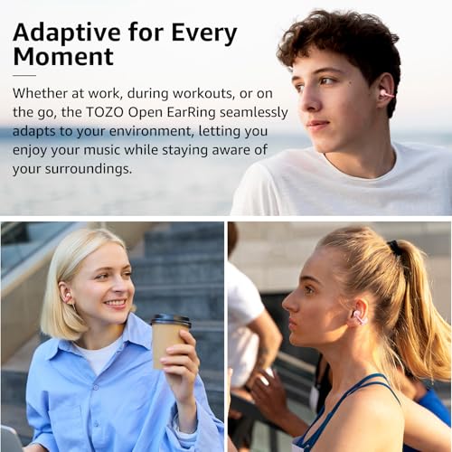 TOZO OpenEarRing Open Ear Earbuds 40H Bluetooth 5.4 Lightweight Comfort - color: Rose Gold