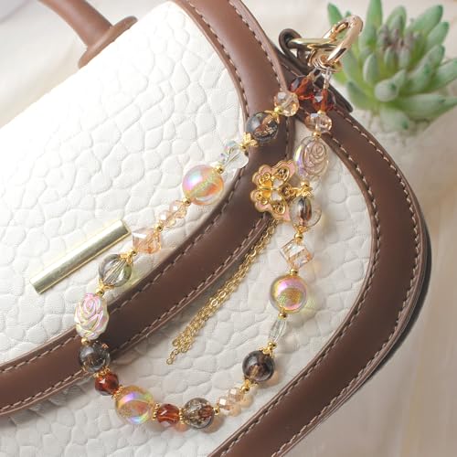 Beaded Phone Wrist Strap, Crystal Key chain Wristlet, Cute Purse Bag Charms - style: Style5