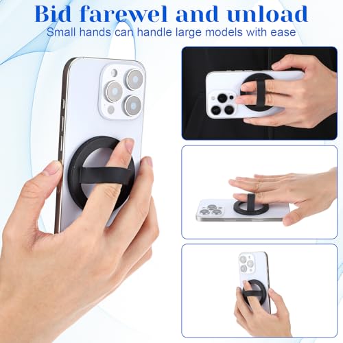 Magnetic Silicone Ring Grip Phone Holder Rotating Finger Loop Ring Grips Holder Soft Portable Magnetic Phones Loops Removable Silicone Loop Grip Compatible with Phone Case Back of Phones