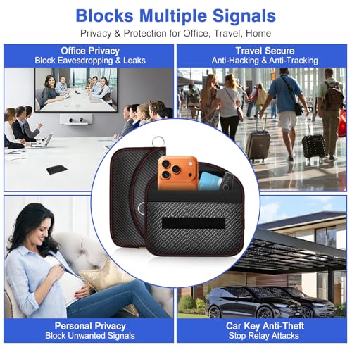 Faraday Bags for Phones & Car Key Fobs, 2-Pack RFID Signal Blocking | Stops keyless car theft & tracking, Blocks RFID/WiFi/GPS, Fits Large Smartphones with Cases, Ideal for Car, Home & Travel - size: X-Large Size (8.6 x 4.7 inches)