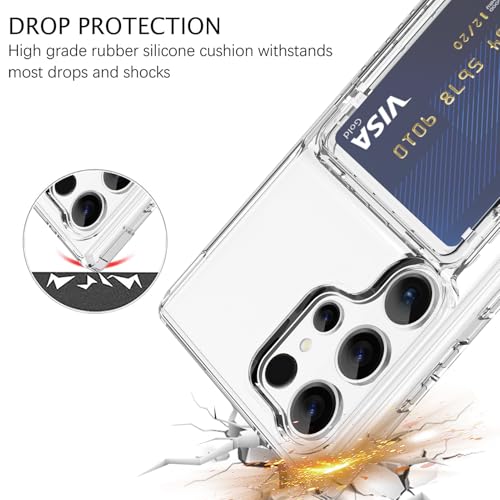 Wallet Case for Samsung Galaxy S25 Ultra with 3 Credit Card Holder | Slot Shockproof Hybrid Heavy Duty Protection Clear Phone Cover Compatible with Galaxy S25 Ultra (Clear) - color: Clear, size: Samsung Galaxy S25 Ultra
