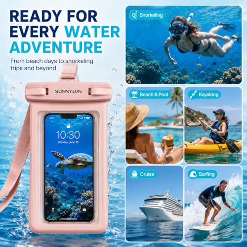 3D Waterproof Phone Pouch, IPX8 100FT Underwater Phone Case,Soft TPU Cell Phone Dry Bag with Lanyard,7 Inch Fits iPhone 17-11 Pro Max, Samsung Galaxy S26/S25/S24 Ultra, Beach Pool (1-Pack Pink) - color: 1-pack pink