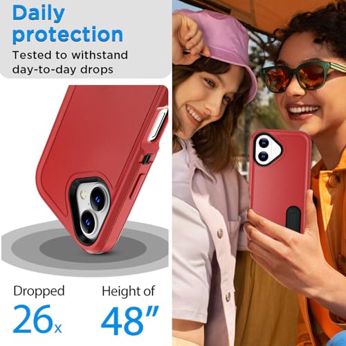 AICase for iPhone 16 Case with Built-in Stand,Tripe Layer Heavy Duty Drop Protection Full Body Rugged Shockproof Military Protective Tough Durable Phone Cover for iphone16 6.1"_4 - color: Red/black with Built-in Stand