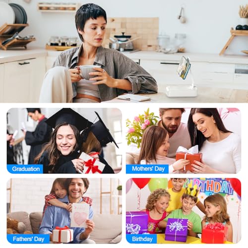 TechGlow Gifts for Men Women Foldable Cellphone Stand with Bluetooth Speaker Charging Function 360° Rotatable Phone Stand Birthday Gift Idea for Mom Dad Cool Tech Gifts-White - color: White