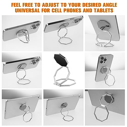 cobee Cell Phone Ring Holder Finger Kickstand, 360° Rotation Metal Cellphone Back Grip Foldable Cell Phone Stand Adjustable Phone Holder Compatible with Most Smartphones(Silver) - color: Silver