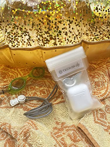 Tech Candy Dry Spell Water Defender Bag, Frosted Multicolor - Waterproof Protective Pouch, Smartphones & Valuables, Transparent Touchscreen-Compatible, IPX8 Certified, Lanyard & Secure Lock, Dry Bag