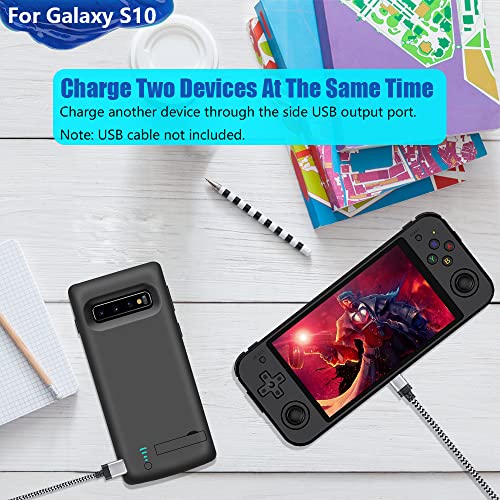 Battery Case for Samsung Galaxy S10, 5000mAh Rechargeable Extended Battery Charger Case, Adds 1.5X Extra Juice (6.1 Inches) Black