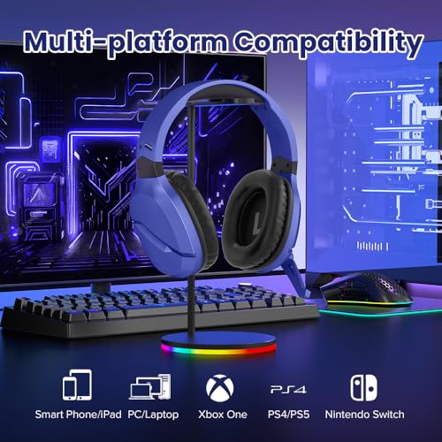 WolfLawS Wireless Gaming Headset with Mic for PS5 PC PS4, Navy Blue - color: Navy Blue