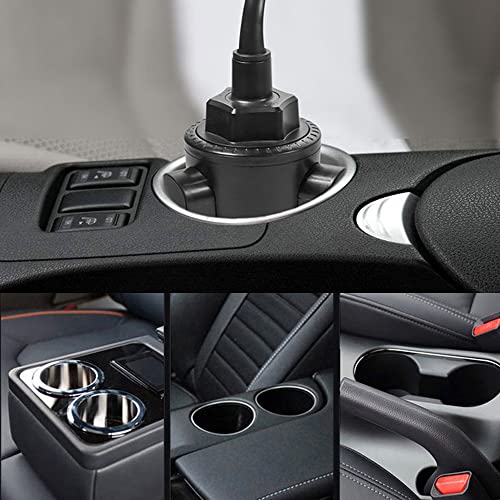 2-in-1 Cup Holder Phone Mount, Universal Adjustable Gooseneck Cup Holder, 360 Rotation, One-Button Release, Fits 4"-7" Phones