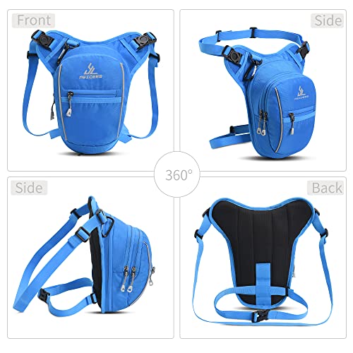 Peicees Motorcycle Leg Bag for Men Womens Thigh Bag, Expandable - color: Blue