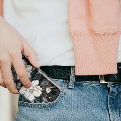 Magnetic Case for iPhone 16e, Compatible with Magsafe,PC Hard Shell & Silicone Inner Bumper, Anti-Scratch Full-Body Cover Shockproof Slim Design - Stained Glass Unique Magnolia - color: Stained Glass Unique Magnolia, size: iPhone 16e
